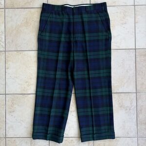 Vtg Brooks Brothers Pants Mens 34x26 Blackwatch Tartan Plaid Wool Cuffed USA 90s